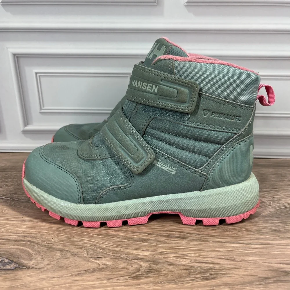 Helly Hansen Winter Boots Kids Teal Green Pink Waterproof Primaloft 11645 Size 1